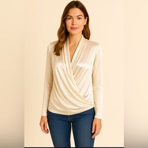 Micheal Kors cream colored silky knot top sz S